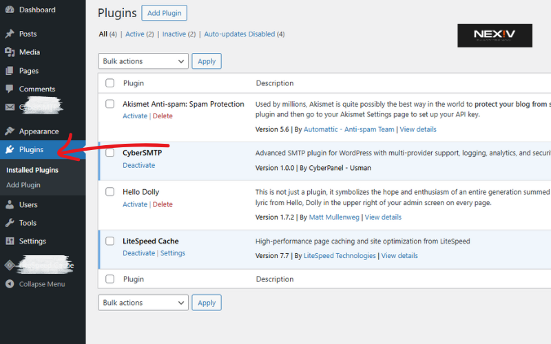 WordPress dashboard menu explained