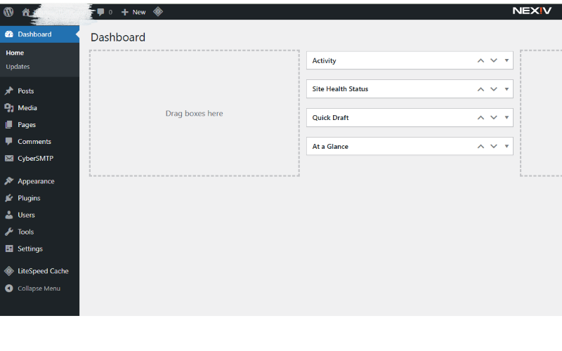 wordPress admin dashboard