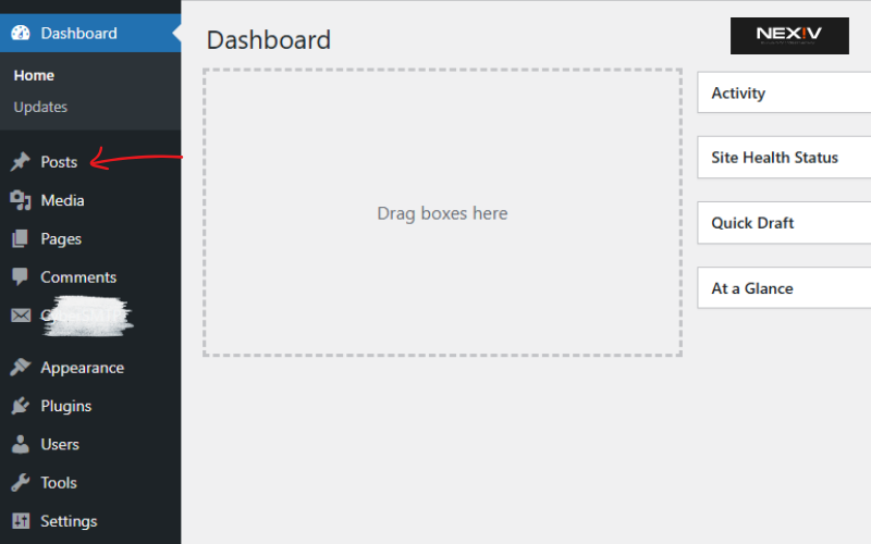 WordPress dashboard overview